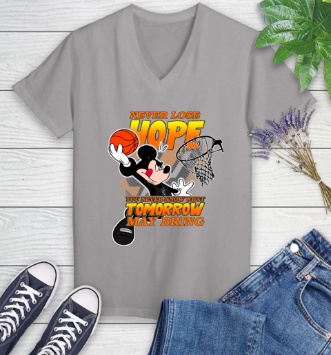 San Antonio Spurs NBA Basketball Mickey Disney Never Lose Hope Women's V-Neck T-Shirt 4