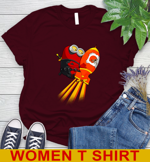 NFL Football Cleveland Browns Deadpool Minion Marvel Shirt Women's T-Shirt 6