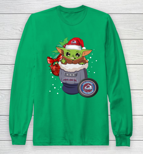 Colorado Avalanche Christmas Baby Yoda Star Wars Funny Happy NHL Long Sleeve T-Shirt 7