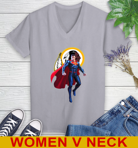 NFL Superman DC Sports Football Washington Redskins Women's V-Neck T-Shirt 5