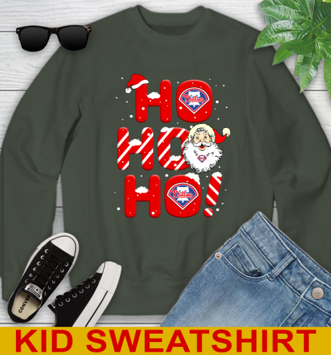 Philadelphia Phillies MLB Baseball Ho Ho Ho Santa Claus Merry Christmas Shirt Youth Sweatshirt 8