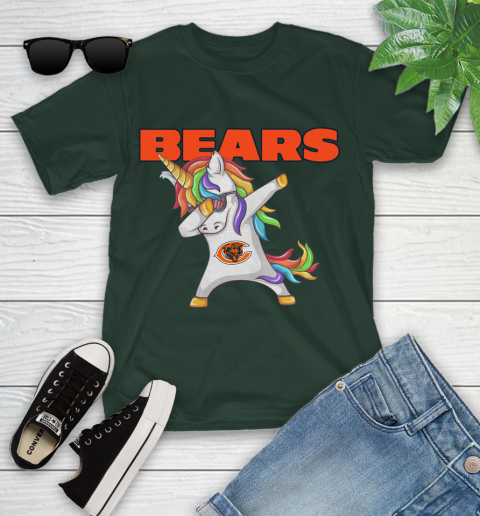 Chicago Bears NFL Football Funny Unicorn Dabbing Sports Youth T-Shirt 5