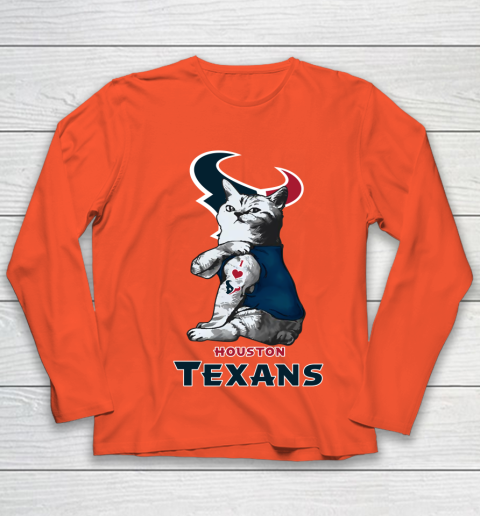 NFL Football My Cat Loves Houston Texans Youth Long Sleeve 3