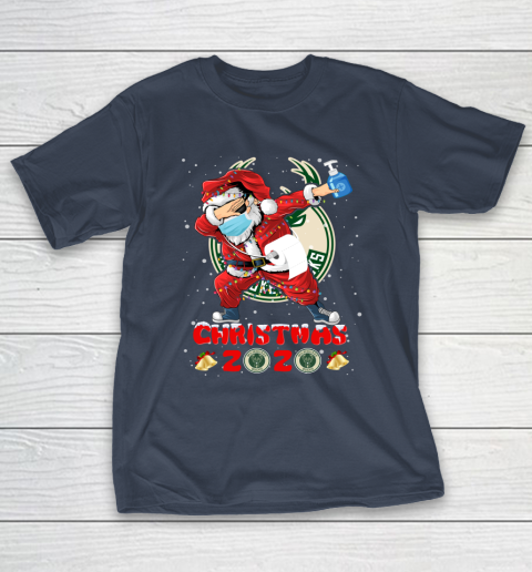 Milwaukee Bucks Funny Santa Claus Dabbing Christmas 2020 NBA T-Shirt 3