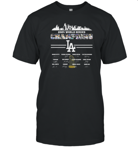 Los Angeles Dodgers 2024 World Series Champions Ready To Win Signatures T-Shirt