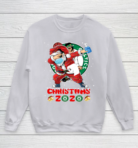 Boston Celtics Funny Santa Claus Dabbing Christmas 2020 NBA Youth Sweatshirt 3