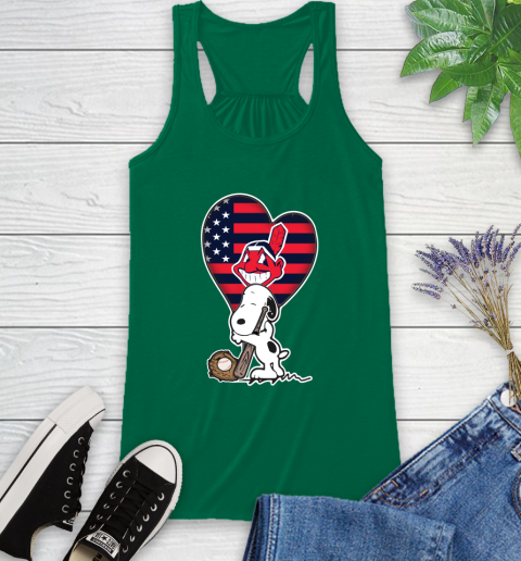 Cleveland Indians MLB Baseball The Peanuts Movie Adorable Snoopy Racerback Tank 7