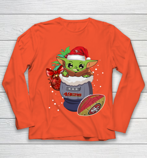 San Francisco 49ers Christmas Baby Yoda Star Wars Funny Happy NFL Youth Long Sleeve 4