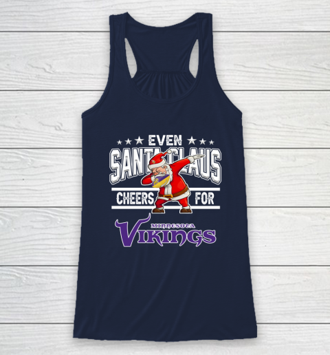 Minnesota Vikings Even Santa Claus Cheers For Christmas NFL Racerback Tank 8