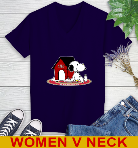 NFL Football San Francisco 49ers Snoopy The Peanuts Movie Shirt Women's V-Neck T-Shirt 4