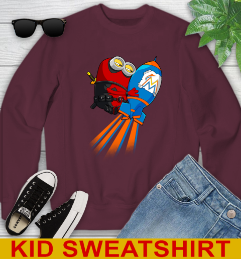 MLB Baseball Miami Marlins Deadpool Minion Marvel Shirt Youth Sweatshirt 5 MLB Baseball Miami Marlins Deadpool Minion Marvel Shirt Youth Sweatshirt - Image 5