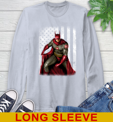 Atlanta Hawks NBA Basketball Batman DC American Flag Shirt Long Sleeve T-Shirt - Image 7