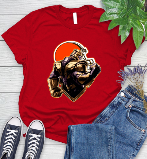 NFL Thanos Avengers Endgame Football Sports Cleveland Browns Women's T-Shirt 9