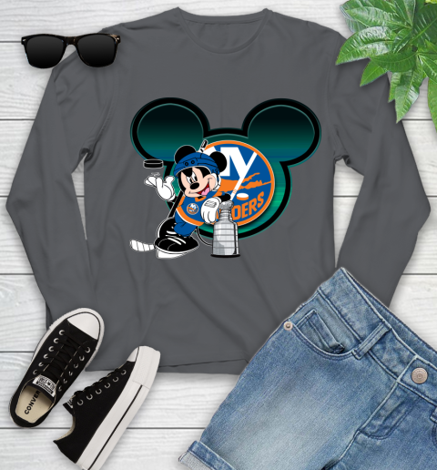 NHL New York Islanders Stanley Cup Mickey Mouse Disney Hockey T Shirt Youth Long Sleeve 8