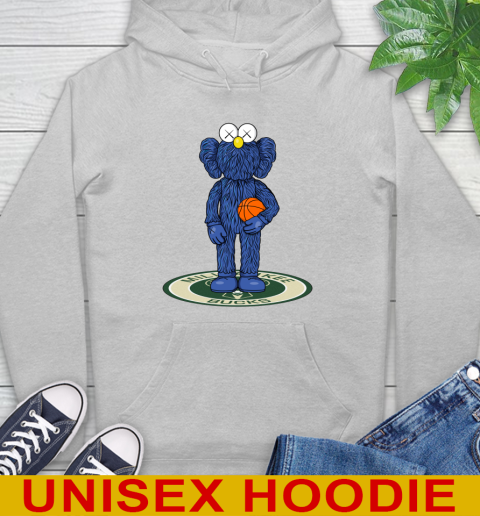 NBA Basketball Milwaukee Bucks Kaws Bff Blue Figure Shirt Hoodie - Image 7