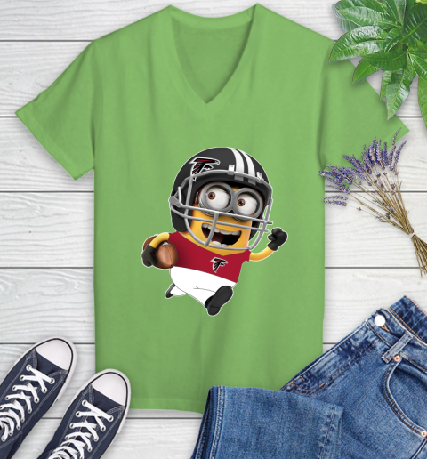 NFL Atlanta Falcons Minions Disney Football Sports Women's V-Neck T-Shirt 11