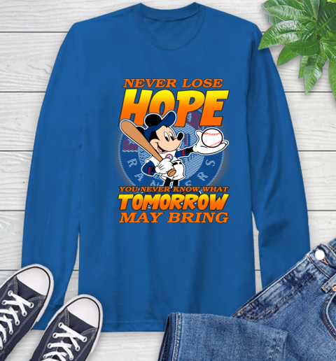 Texas Rangers MLB Baseball Mickey Disney Never Lose Hope Long Sleeve T-Shirt 10
