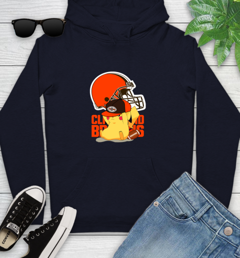 NFL Pikachu Football Sports Cleveland Browns Youth Hoodie 4