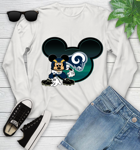 NFL Los Angeles Rams Mickey Mouse Disney Football T Shirt Youth Long Sleeve 12
