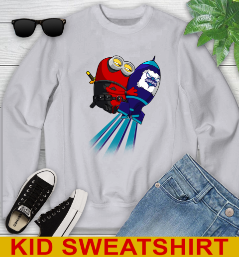 NBA Basketball Charlotte Hornets Deadpool Minion Marvel Shirt Youth Sweatshirt 3