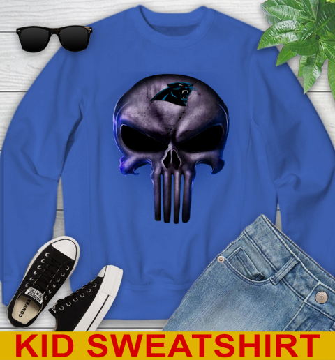 Carolina Panthers NFL Football Punisher Skull Sports Youth Sweatshirt 6