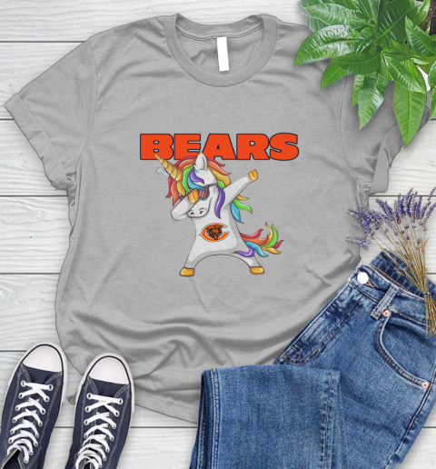 Chicago Bears NFL Football Funny Unicorn Dabbing Sports Women's T-Shirt 5