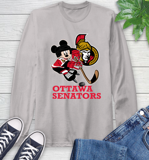 NHL Ottawa Senators Mickey Mouse Disney Hockey T Shirt Long Sleeve T-Shirt 12