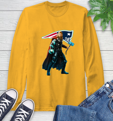 NFL Thor Avengers Endgame Football New England Patriots Long Sleeve T-Shirt 3