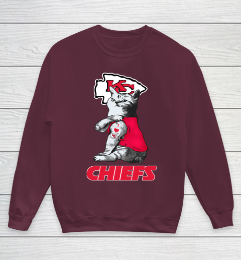 NFL Football My Cat Loves Kansas City Chiefs Youth Sweatshirt 4