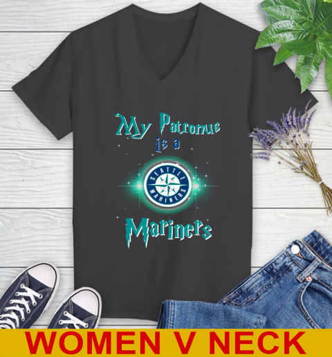 MLB Baseball Harry Potter My Patronus Is A Seattle Mariners Women's V-Neck T-Shirt 8
