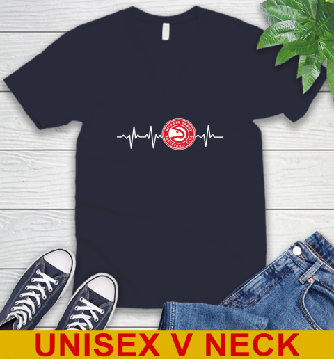 Atlanta Hawks NBA Basketball Heart Beat Shirt V-Neck T-Shirt 2