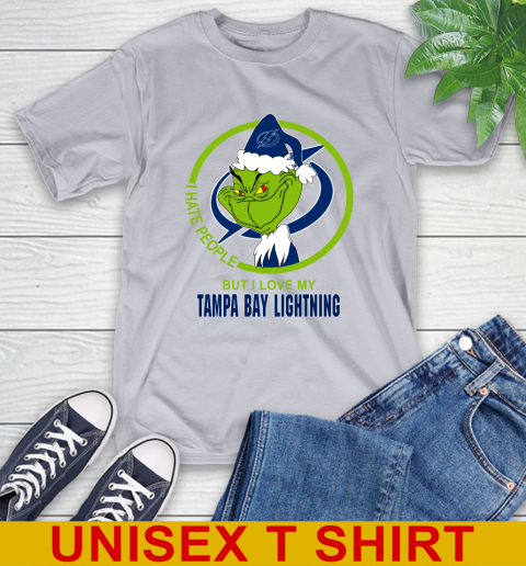 Tampa Bay Lightning NHL Christmas Grinch I Hate People But I Love My Favorite Hockey Team T-Shirt 6