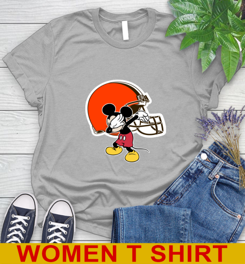 Cleveland Browns NFL Football Dabbing Mickey Disney Sports Women's T-Shirt 5