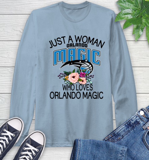 NBA Just A Woman Who Loves Orlando Magic Basketball Sports Long Sleeve T-Shirt 6