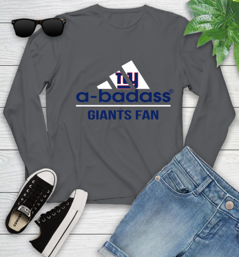 NFL A Badass New York Giants Fan Adidas Football Sports Youth Long Sleeve 9