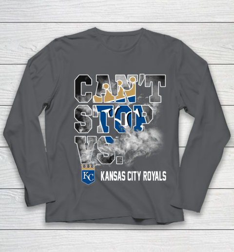 MLB Kansas City Royals Baseball Can't Stop Vs Kansas City Royals Youth Long Sleeve 6