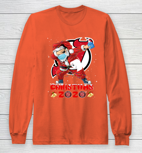 New Jersey Devils Funny Santa Claus Dabbing Christmas 2020 NHL Long Sleeve T-Shirt 3