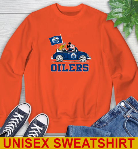 NHL Hockey Edmonton Oilers Pluto Mickey Driving Disney Shirt Sweatshirt 4