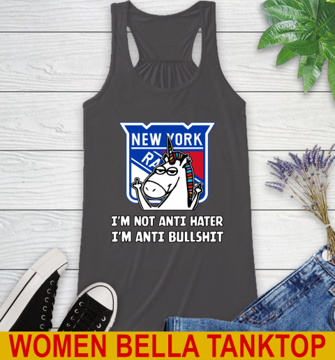 New York Rangers NHL Hockey Unicorn I'm Not Anti Hater I'm Anti Bullshit Racerback Tank 12