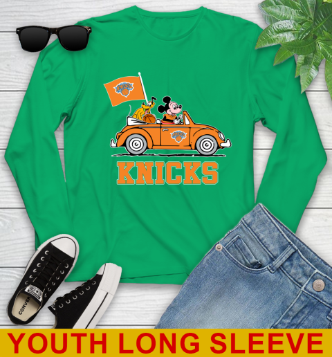 NBA Basketball New York Knicks Pluto Mickey Driving Disney Shirt Youth Long Sleeve 7