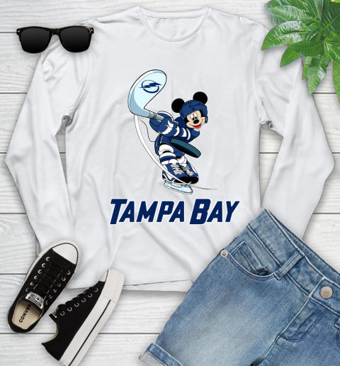NHL Hockey Tampa Bay Lightning Cheerful Mickey Mouse Shirt Youth Long Sleeve 2