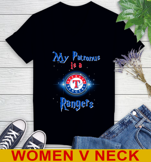 MLB Baseball Harry Potter My Patronus Is A Texas Rangers Women's V-Neck T-Shirt