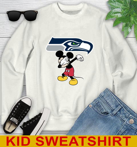 Seattle Seahawks NFL Football Dabbing Mickey Disney Sports Youth Sweatshirt
