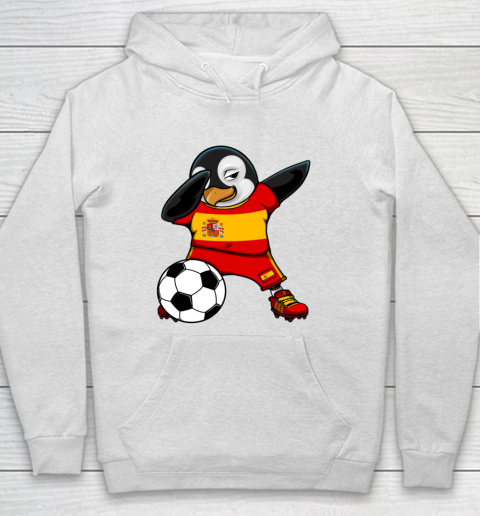 Dabbing Penguin Spain Soccer Fans Jersey Flag Football Lovers Hoodie