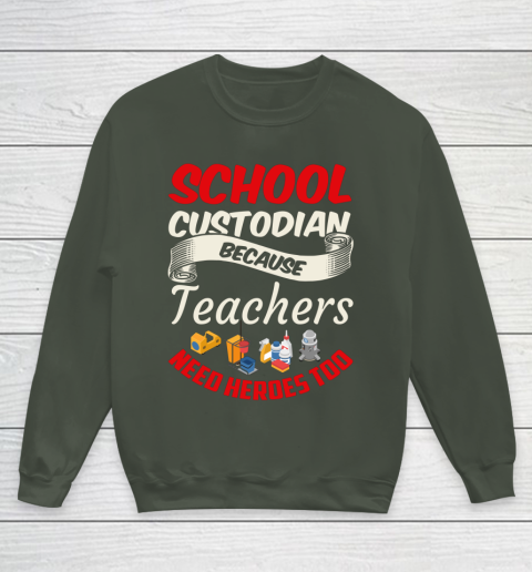 School Custodian Shirt Jokey Funny Saying Custodian Youth Sweatshirt 8