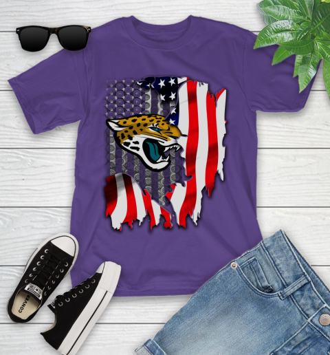 Jacksonville Jaguars NFL Football American Flag Youth T-Shirt 3