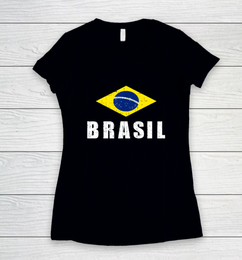Brasil Flag Soccer 2022 Brazilian Futebol Jersey Brasil Women's V-Neck T-Shirt