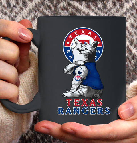 MLB Baseball My Cat Loves Texas Rangers Ceramic Mug 11oz