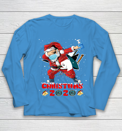 San Jose Sharks Funny Santa Claus Dabbing Christmas 2020 NHL Youth Long Sleeve 5