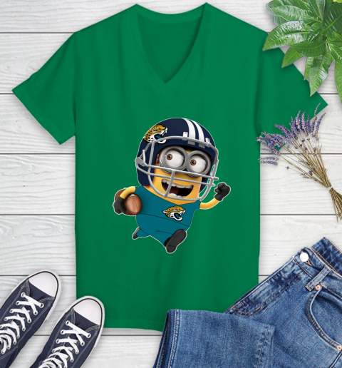 NFL Jacksonville Jaguars Minions Disney Football Sports Women's V-Neck T-Shirt 5